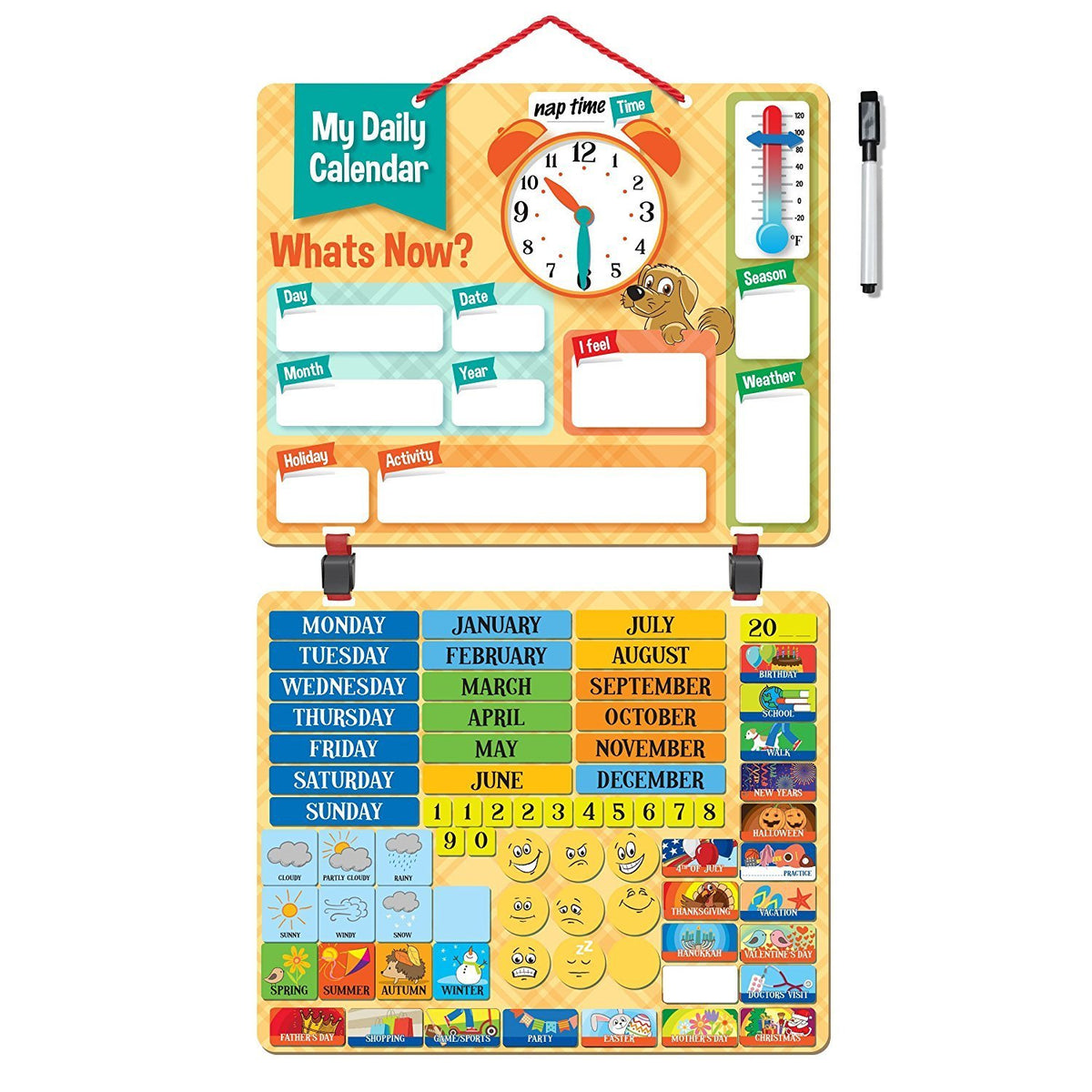 Kids Daily Calendar Magnetic, Hang on Wall or Fridge for Home or Schoo –  Learn & Climb