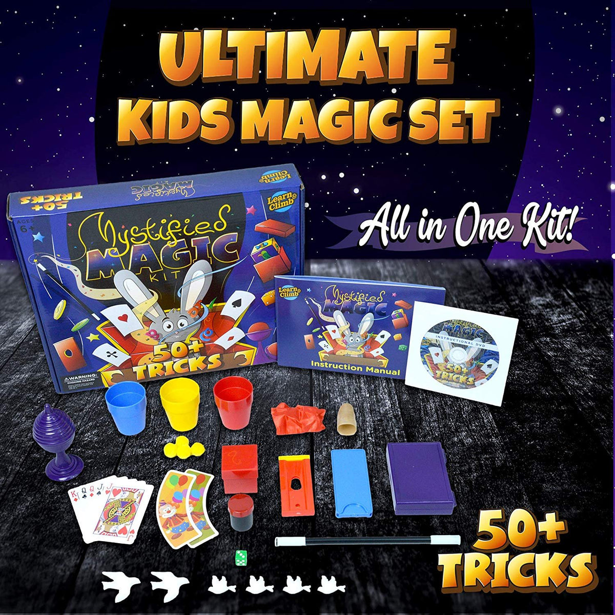 Learn Climb Magic Kit for Kids Perform Over 50 Magic Set Tricks