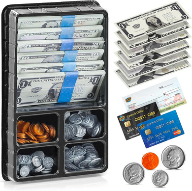 Learn & Climb - Realistic Play Money Set for Kids | Pretend Dollar Bills & Coins to Learn Cash Counting | Children’s Credit & Debit Cards Plus Realistic Checkbook | Teach Real Skills While Playing!