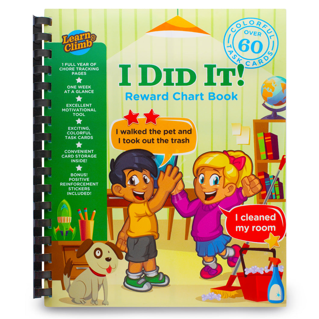 Learn & Climb Reward Chart Book™ | Kids Weekly Responsibility & Behavior Tracking Book with Stickers