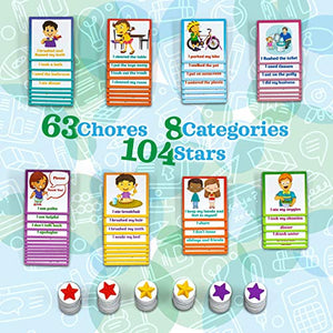 Kids Behavior Reward Chart - 63 Chores as Potty Train, & More. “Thick Magnetic” Responsibility Chart Board/Tasks-for Multiple Kids