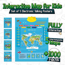 Interactive World Map for Kids - Set of 5 Electronic Talking Posters with Over 1000 Facts