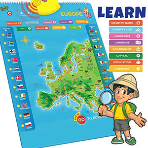 Interactive World Map for Kids - Set of 5 Electronic Talking Posters with Over 1000 Facts