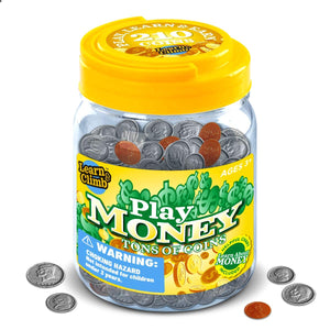 Learn & Climb Play Money Coins for Kids - 10 Half Dollars, 50 Quarters, 50 Dimes, 50 Nickels, 50 Pennies