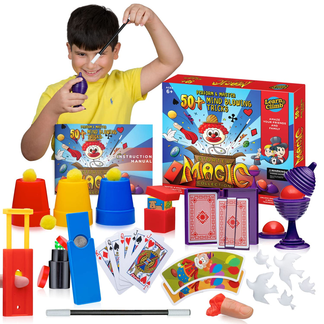 Learn & Climb Magic kit Set for Kids - 50+ Magic Tricks. Clear Instruction Manual & DVD