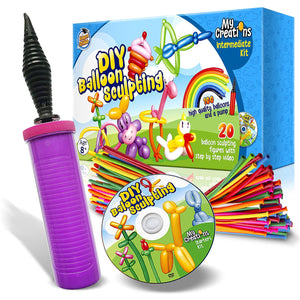 Balloon Animal Kit, Complete Twisting &amp; Modeling balloon Kit with 100 Balloons for balloon animals, Balloon Pump, and DVD &amp; More. Great Gift for Boys, Girls &amp; Teens