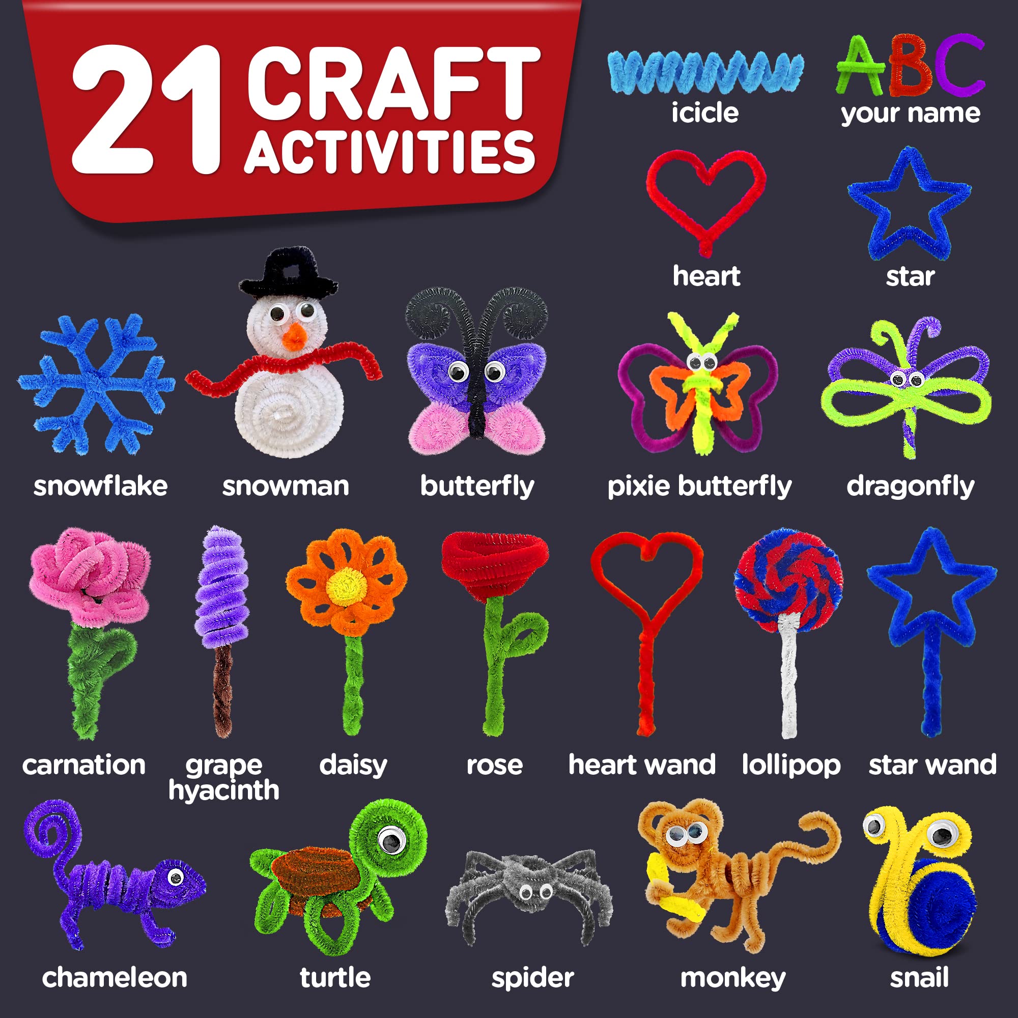 Arts and Crafts Kit for Kids Ages 4-8 - Create 21 Animal and