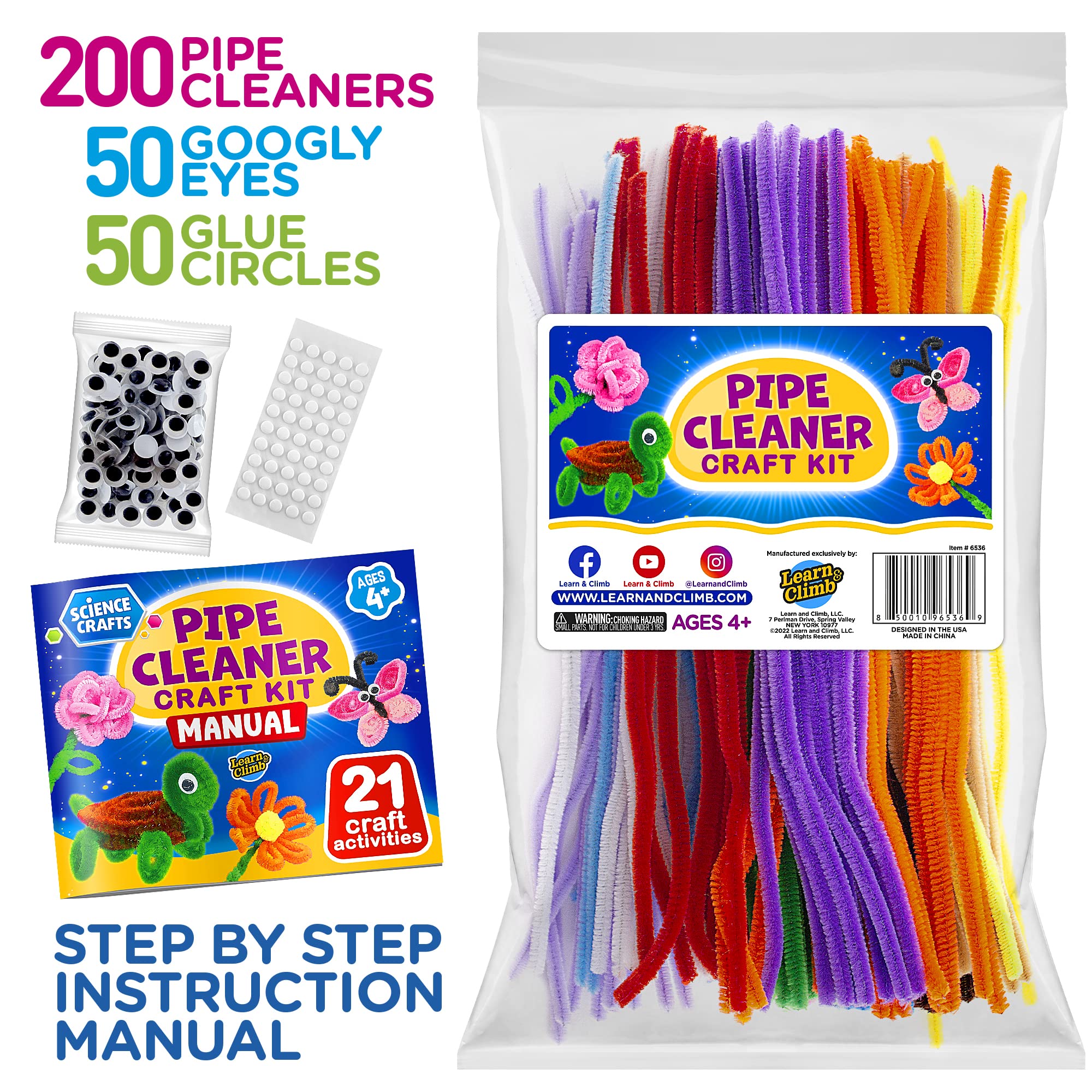 Pipe Cleaners, Pipe Cleaners Craft, Arts and Crafts for Kids, Crafts, Craft  Supplies, Art Supplies (200 Multi-Color Pipe Cleaners)