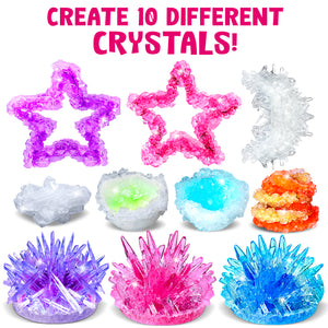 rystal Growing Kit for Kids - 10 Crystals Science Experiment Kit + 2 Glow in the Dark Crystals with DIY Paint Display Stand – Great Gift for Girls and Boys Ages 6-12