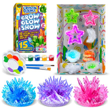 rystal Growing Kit for Kids - 10 Crystals Science Experiment Kit + 2 Glow in the Dark Crystals with DIY Paint Display Stand – Great Gift for Girls and Boys Ages 6-12