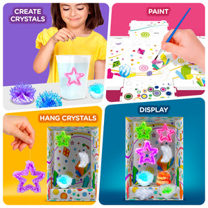 rystal Growing Kit for Kids - 10 Crystals Science Experiment Kit + 2 Glow in the Dark Crystals with DIY Paint Display Stand – Great Gift for Girls and Boys Ages 6-12