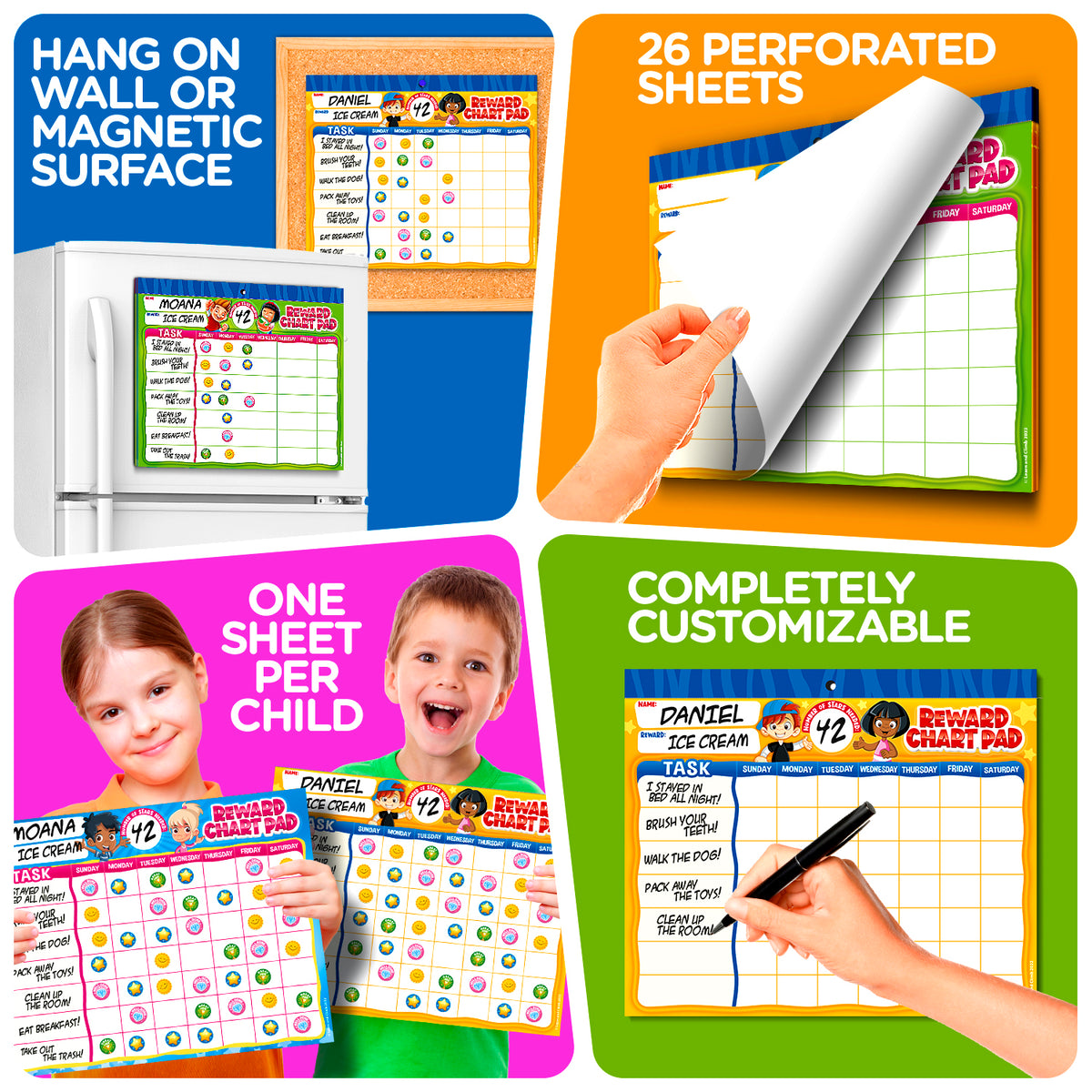 Behavior Reward Chart System Pad with 26 Chore Charts for Kids, 2800 Learn & Climb
