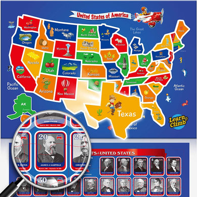 Magnetic USA Map Puzzle & President Puzzle for Kids