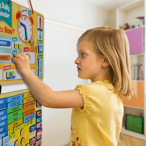 Kids Daily Calendar Magnetic, Hang on Wall or Fridge for Home or School.