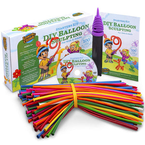 Balloon Animal Kit-Beginner Balloon Twisting kit Create 30 Exacting Sculptures - 100 Balloons, Pump, DVD, Instruction Book