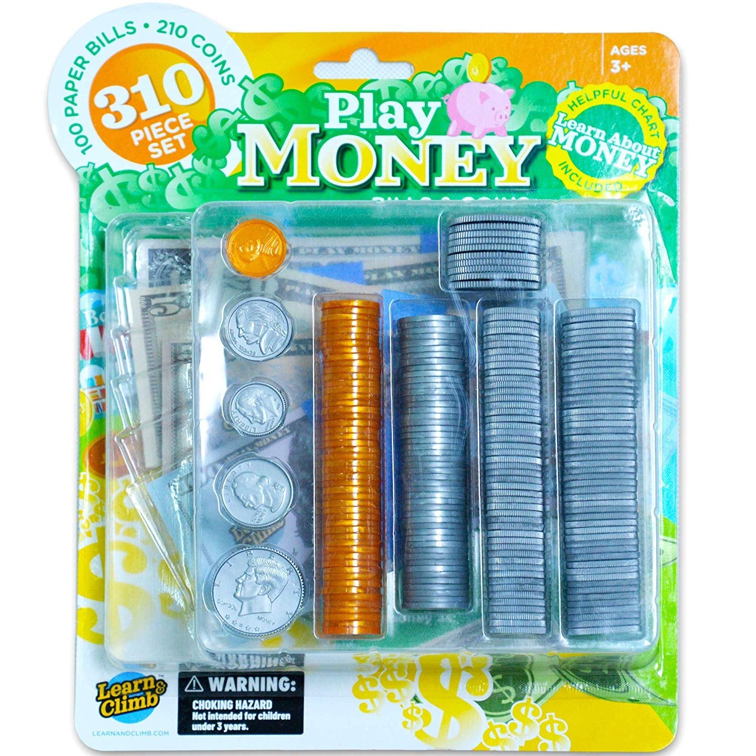 play money set dollar tree Kids Play Fake Money Set Bills & Coins – Learn & Climb