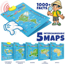 Interactive World Map for Kids - Set of 5 Electronic Talking Posters with Over 1000 Facts