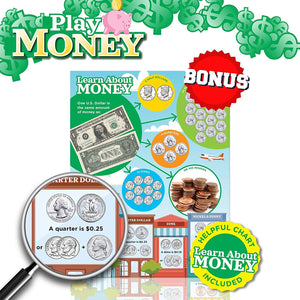 Kids Play Fake Money Set Bills & Coins