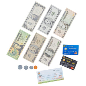 Learn & Climb - Realistic Play Money Set for Kids | Pretend Dollar Bills & Coins to Learn Cash Counting | Children’s Credit & Debit Cards Plus Realistic Checkbook | Teach Real Skills While Playing!