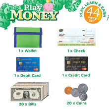 Learn & Climb Play Money Wallet kit Replica of Money and Wallet